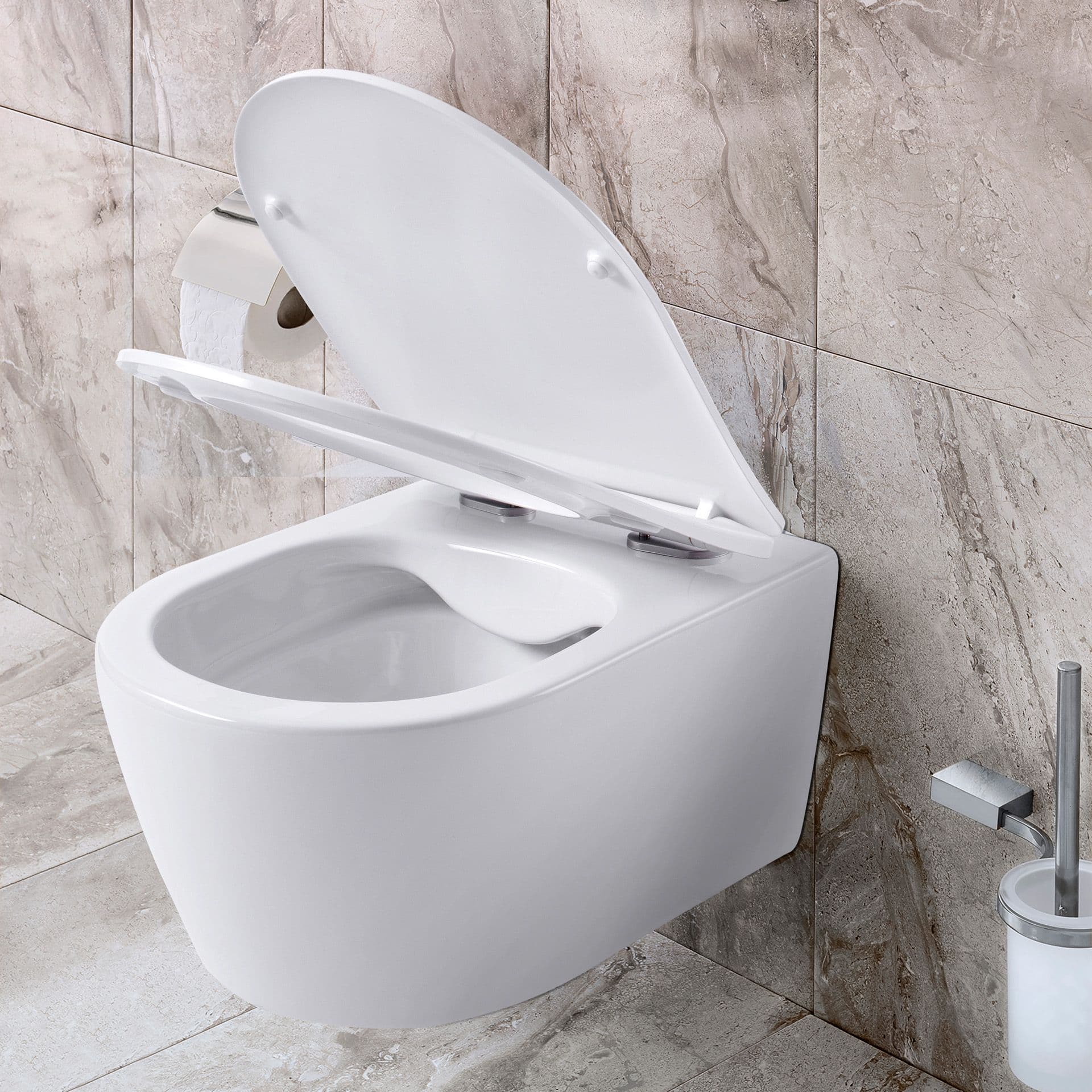 ALONI PRO HANGTOILET - RANDLOOS - MET ZITTING - DUROPLAST - SOFT CLOSE - QUICK RELEASE - COMPACT 49 CM - 36X25X49 CM - MAT WIT vue 1