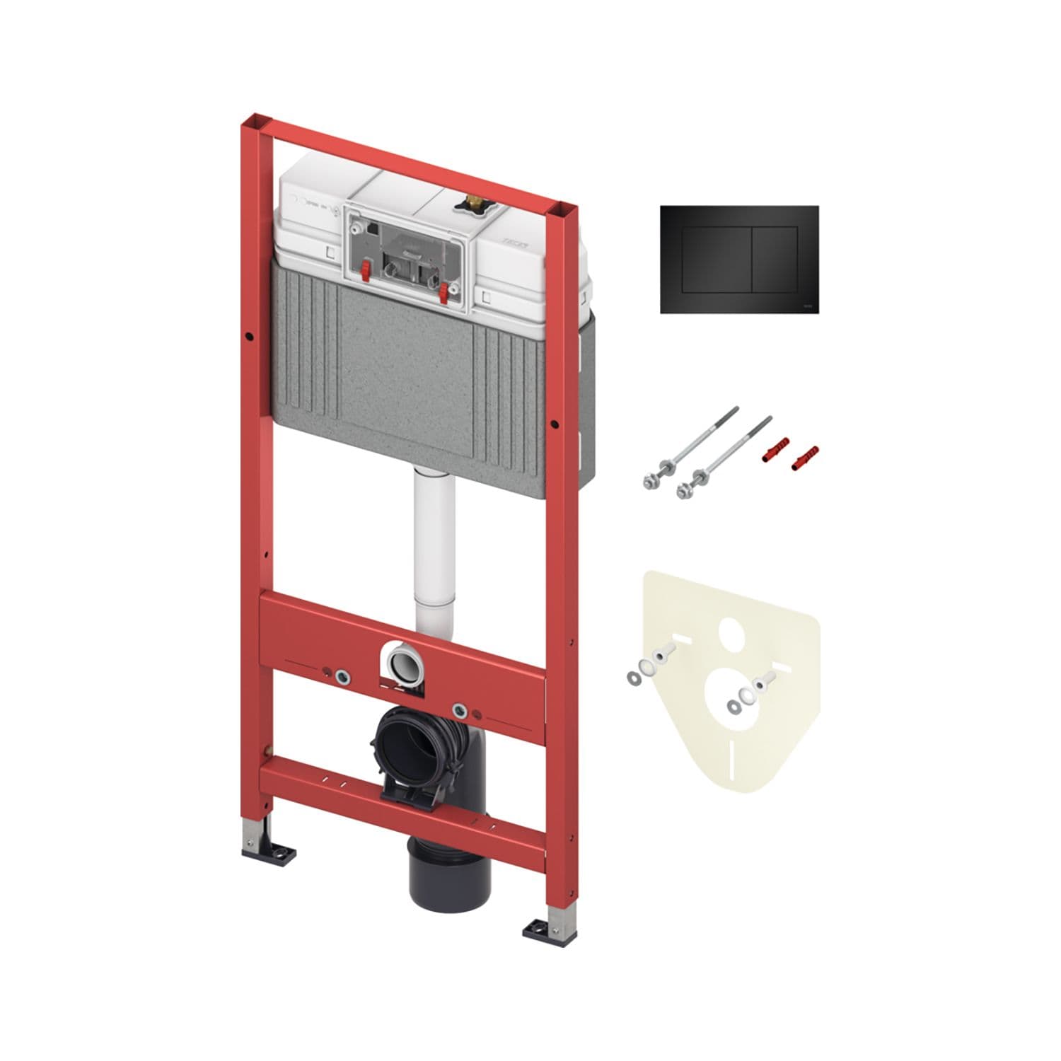 TECEBASE MODULE ECO/CHANTIER WC AVEC RÉSERVOIR BASE - HAUTEUR 1120MM - AVEC PLAQUE DE DÉCLENCHEMENT TECENOW NOIR MAT vue 1