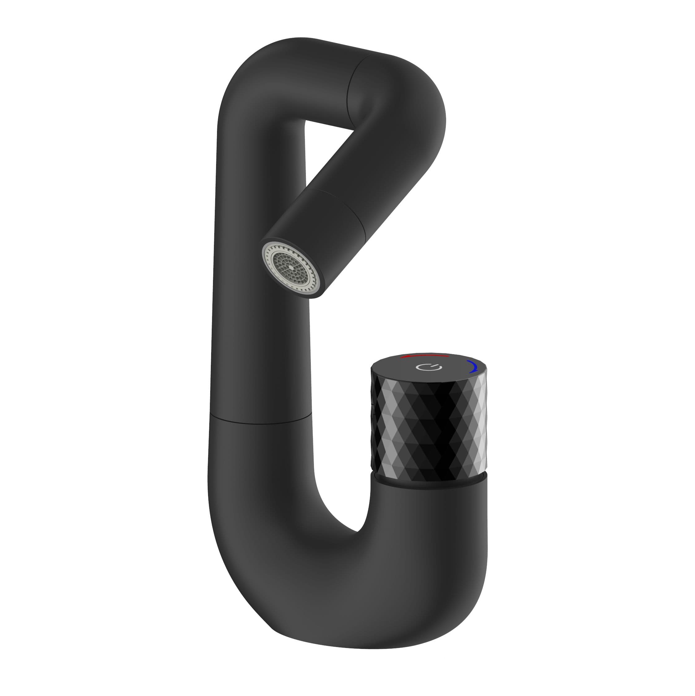 ALONI FLOW MITIGEUR DE LAVABO - BOUTON POUSSOIR - BEC PIVOTABLE - NOIR MAT vue 1