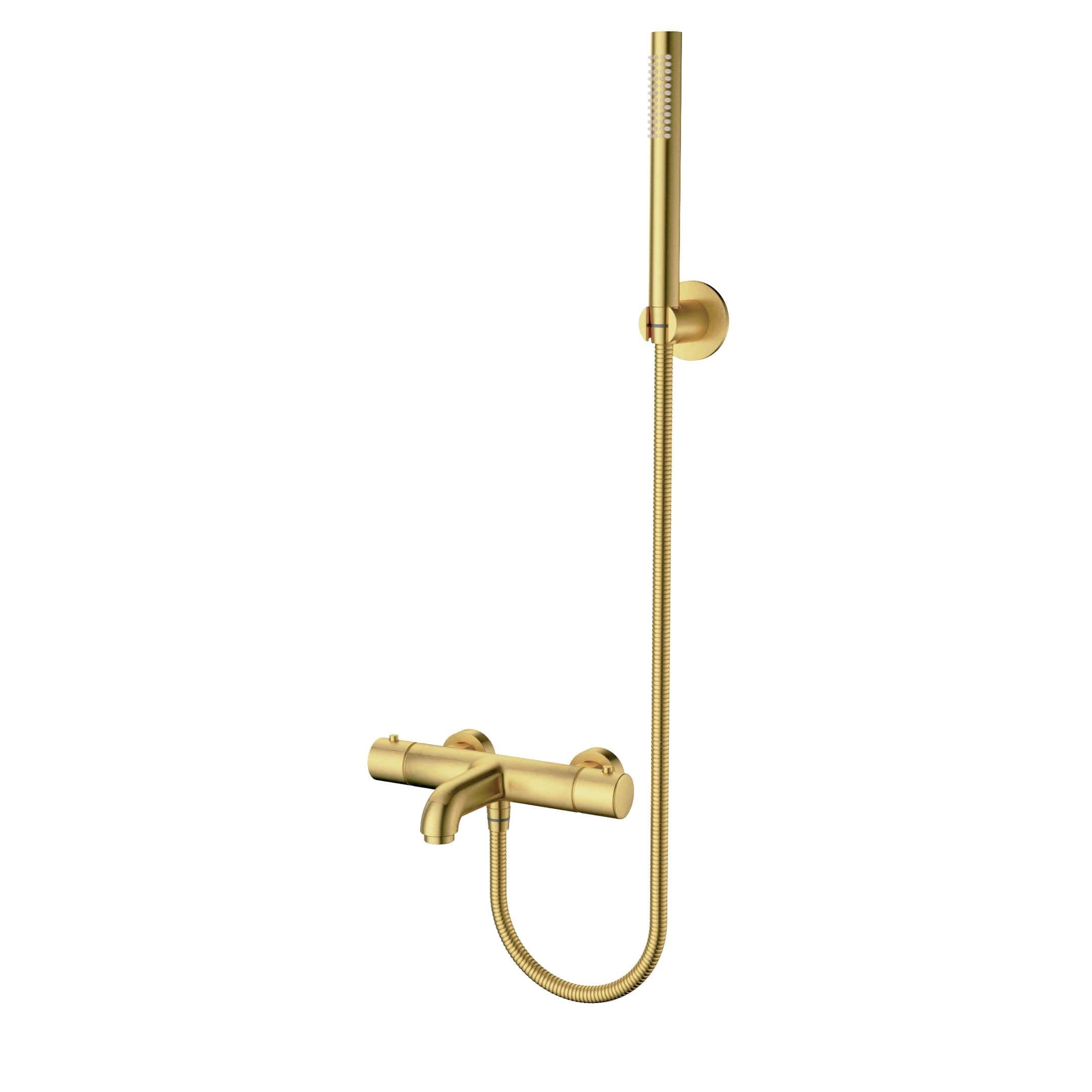 ALONI BAD- EN DOUCHEMENGKRAAN - THERMOSTATISCH - MET DOUCHESLANG 150 CM, HANDDOUCHE EN WANDHOUDER - GEBORSTELD GOUD vue 1