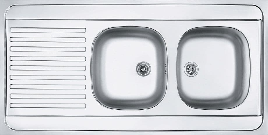 OPBOUW SPOELTAFEL MAN FRANKE 2 BAKKEN+VERLEK 120X60 MET AFVOERSET/VERBINDINGSET/SIFON RVS vue 1