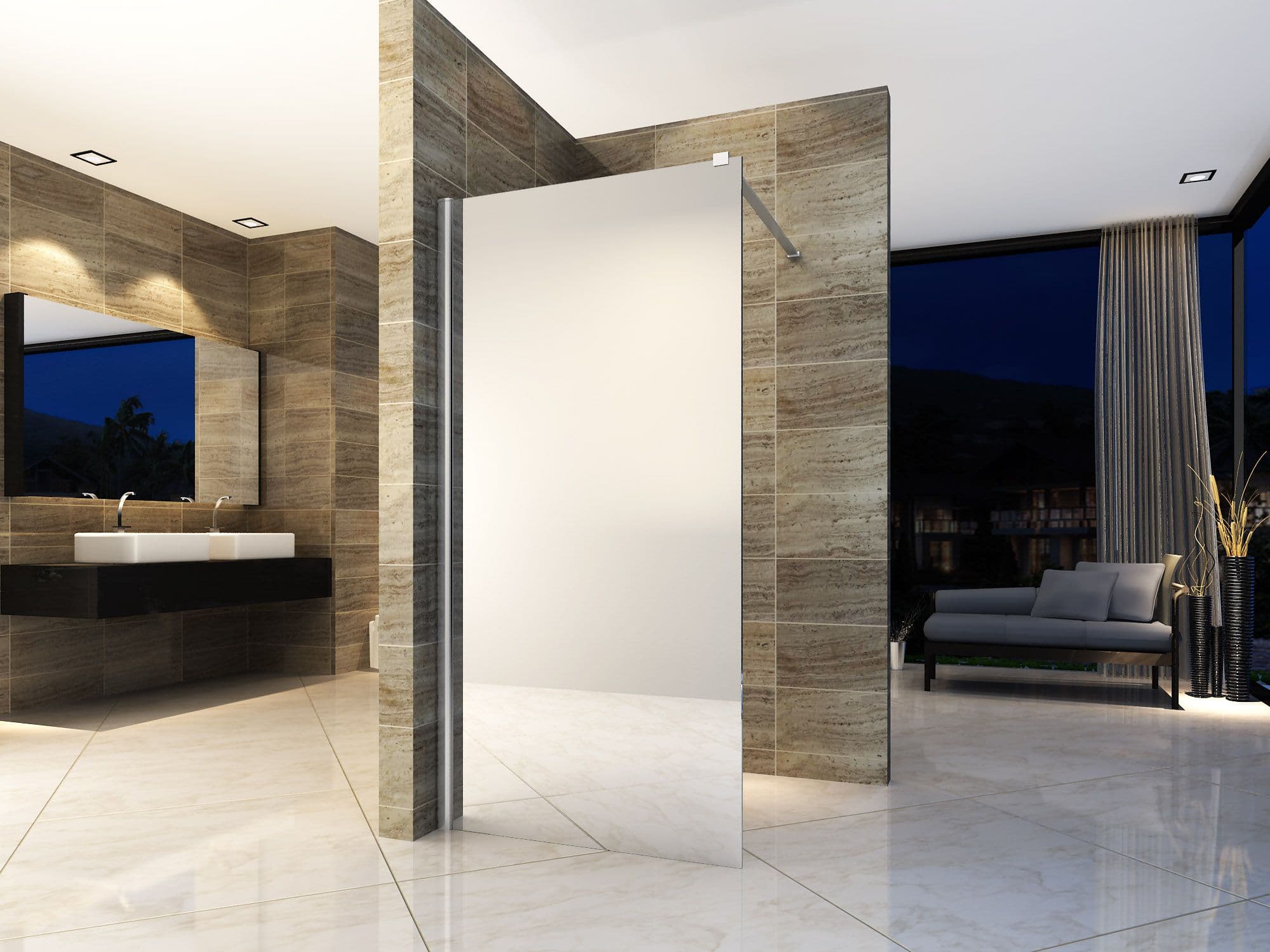 ALONI INLOOPDOUCHE - 1200 X 2000MM - CHROOM - SPIEGELGLAS vue 1