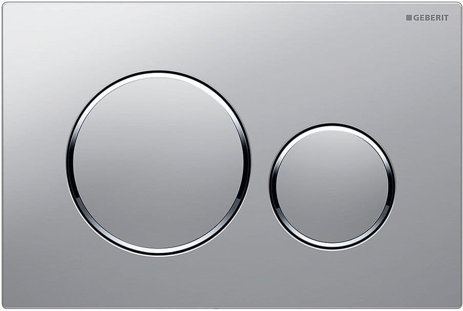 DUWPLAAT 2-TOETS SIGMA20 GEBERIT MAT CHROOM MET GLANZEND CHROOM DESIGNRING EASY-TO-CLEAN vue 1