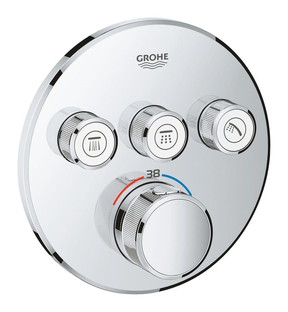 Grohe Grohtherm SmartControl thermostat encastré 3 sorties rond chromé vue 1