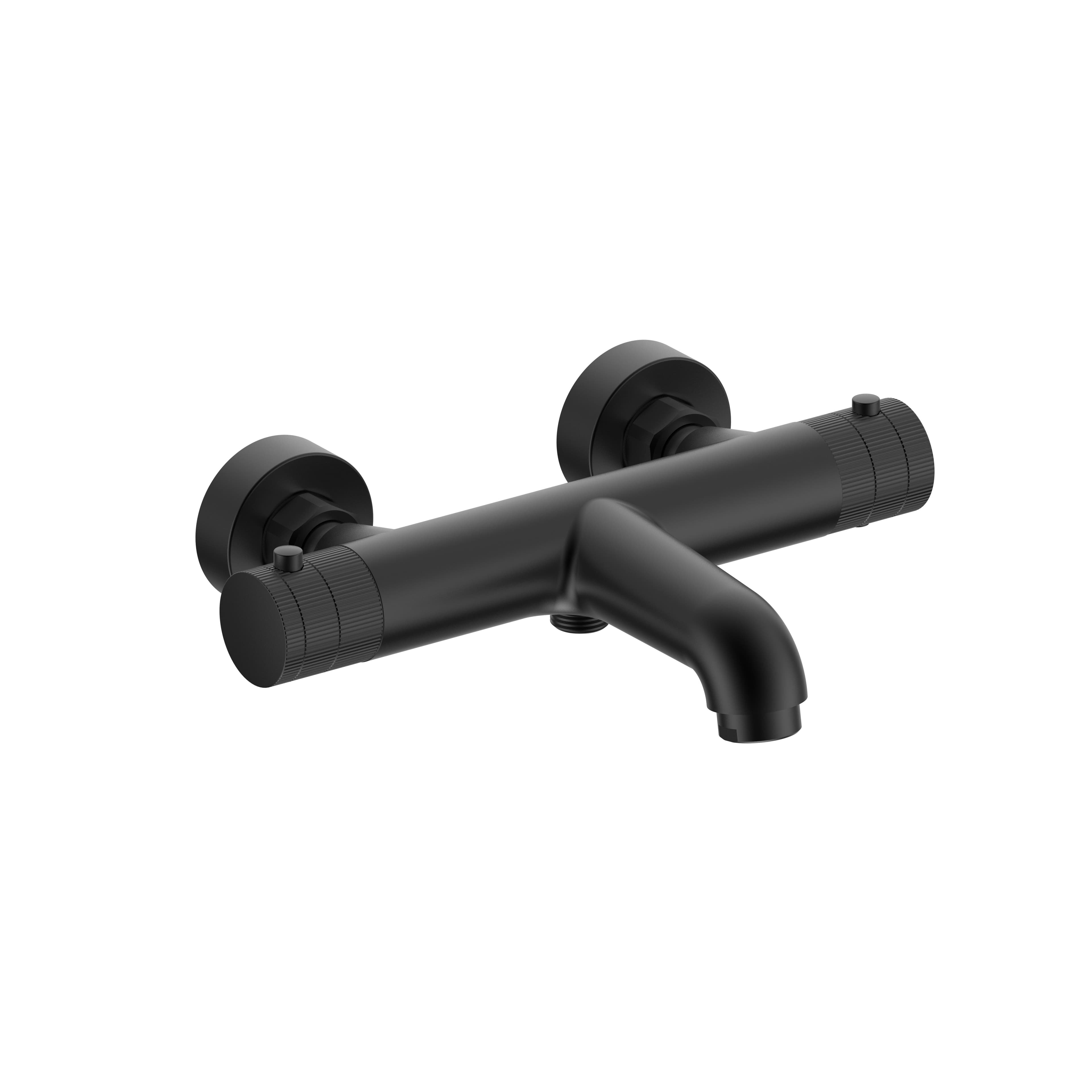 STRIA BADMENGKRAAN - THERMOSTATISCH - OPBOUW - KNOPPEN MET RIBBELSTRUCTUUR - BELGAQUA - MAT ZWART (PVD) vue 1