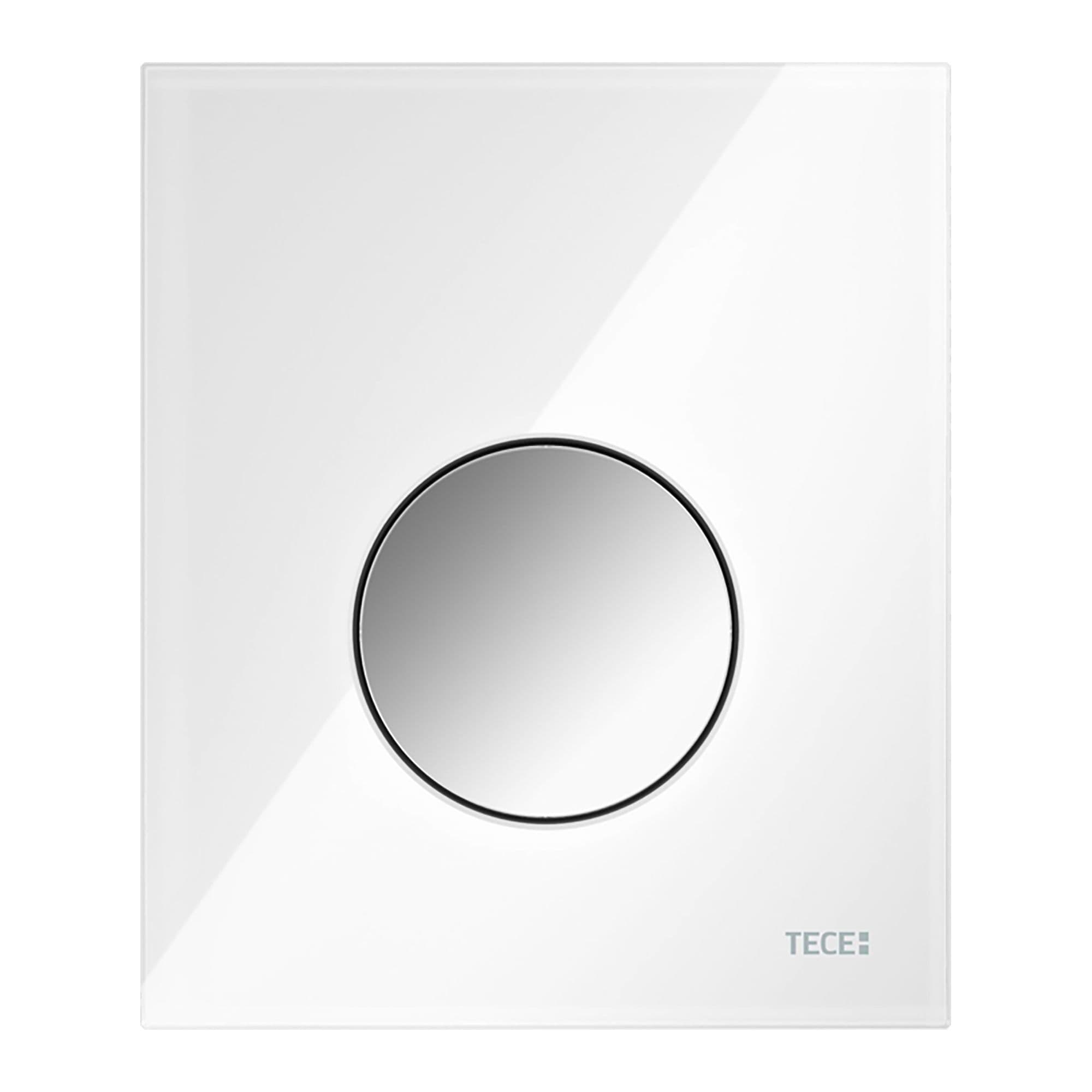 TECELOOP GLASS - PLAQUE DE DÉCLENCHEMENT URINOIR - CARTOUCHE INCLUSE - VERRE - VERRE BLANC BRILLANT - TOUCHE CHROMÉ BRILLANT vue 1