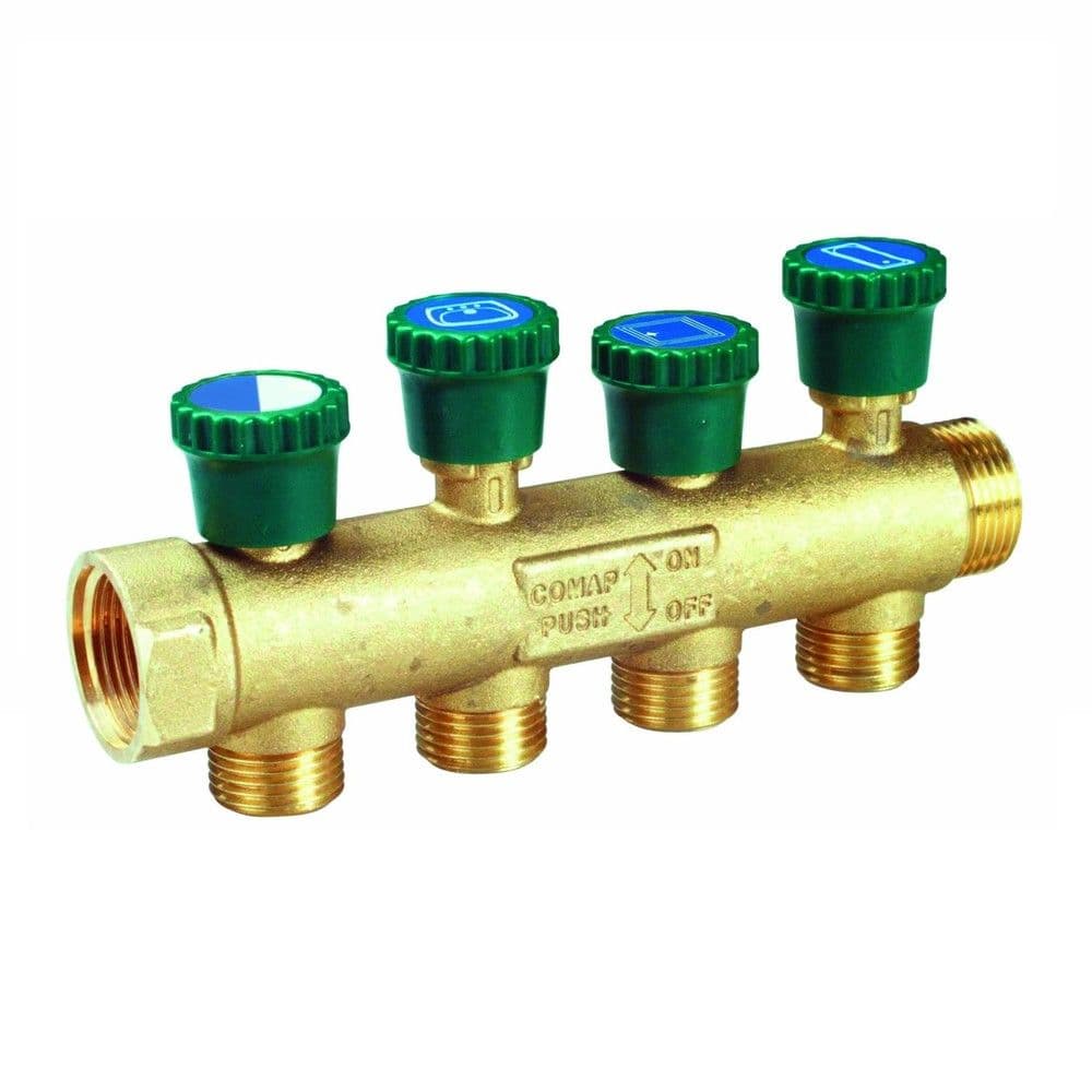 Comap collecteur robinet d'arrêt intégré 3/4"MF M22 entraxe 35mm 3circuits vue 1