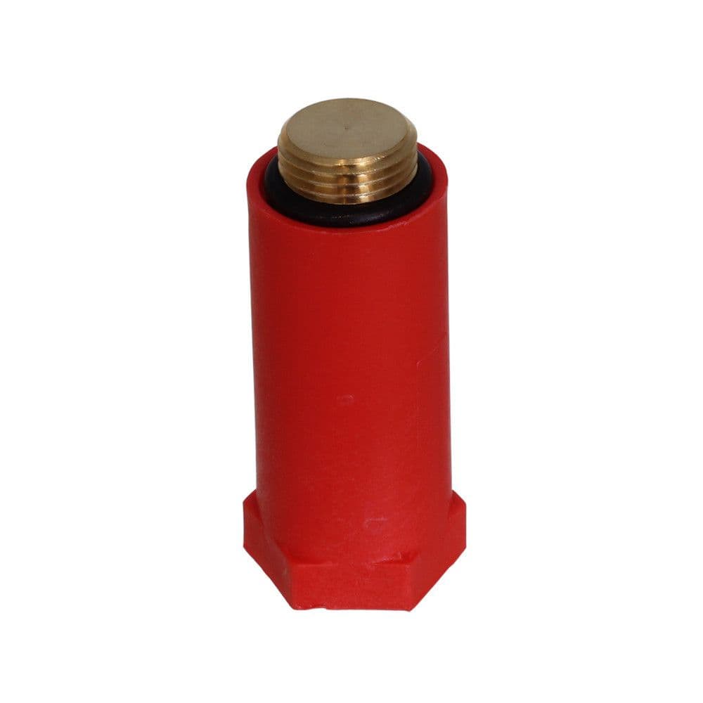 Bouchon de montage en plastique rouge filetage en laiton 1/2" vue 1