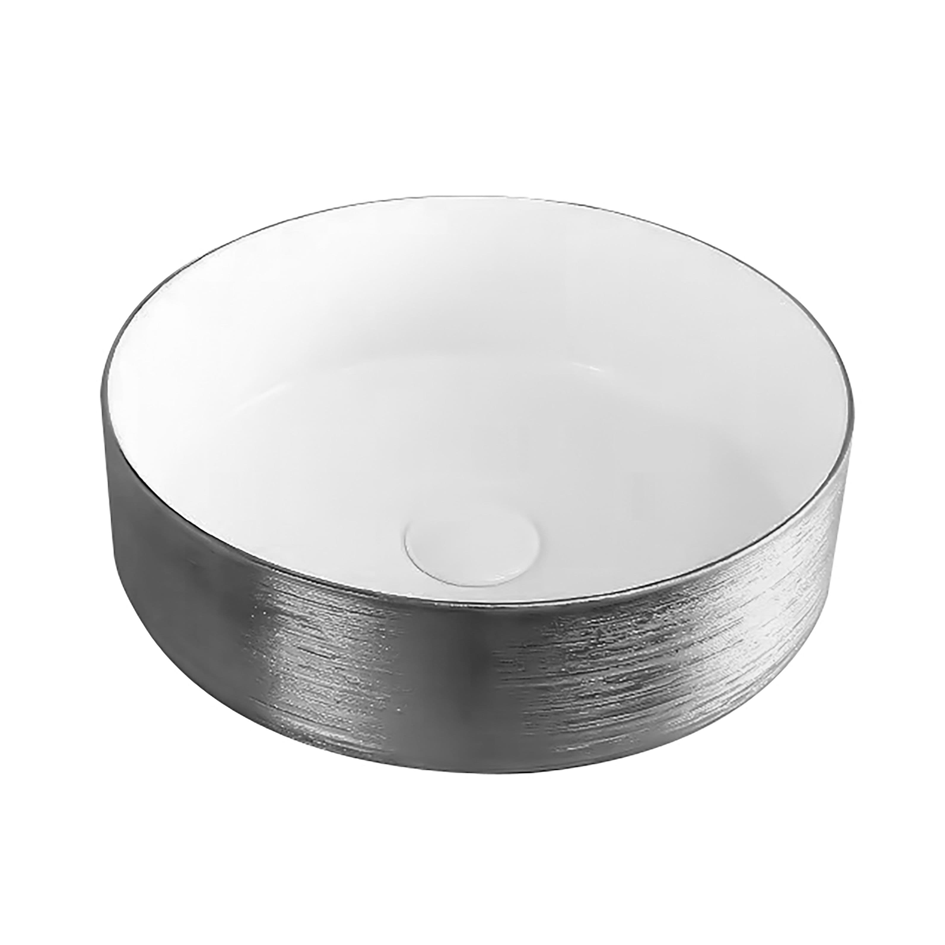 ALONI TURO LAVABO AVEC RELIEF - À POSER – SANS TROP-PLEIN – SANS TROU DE ROBINET – CÉRAMIQUE – 36X12X36 CM – ARGENT/BLANC BRILLANT vue 1