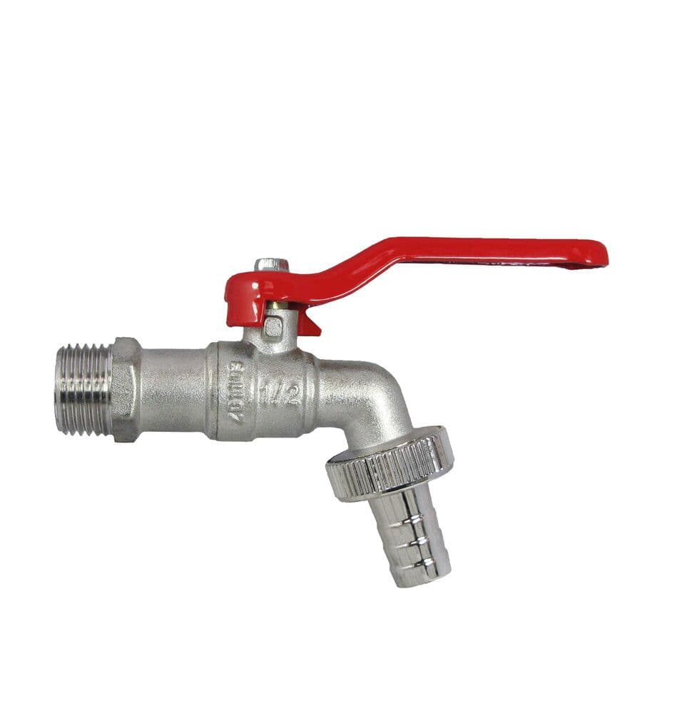 Robinet sphérique double service avec manette longue 1/2" rouge vue 1