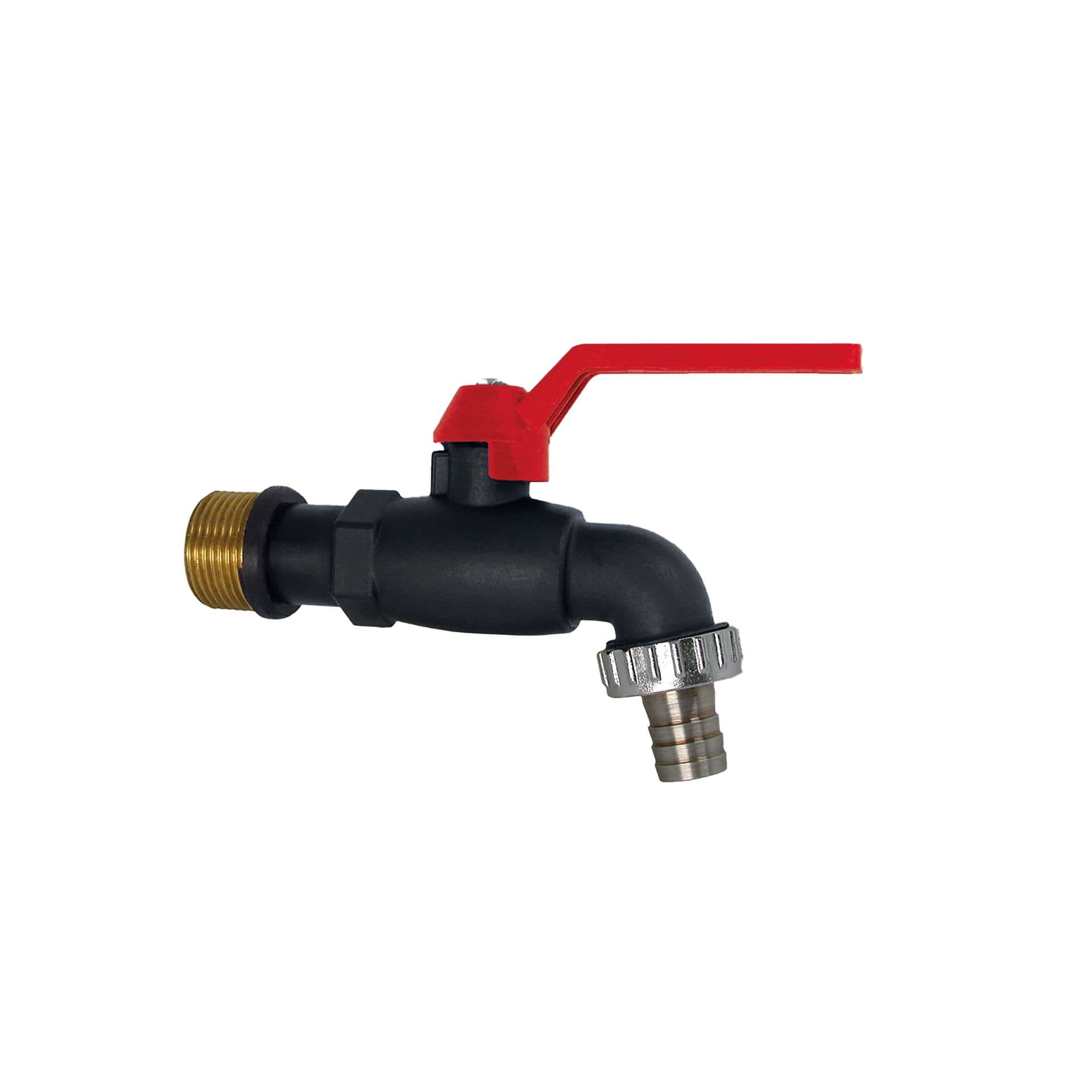 ROBINET DOUBLE SERVICE POLYPROPYLENE POIGNEE ROUGE 132 1/2 vue 1