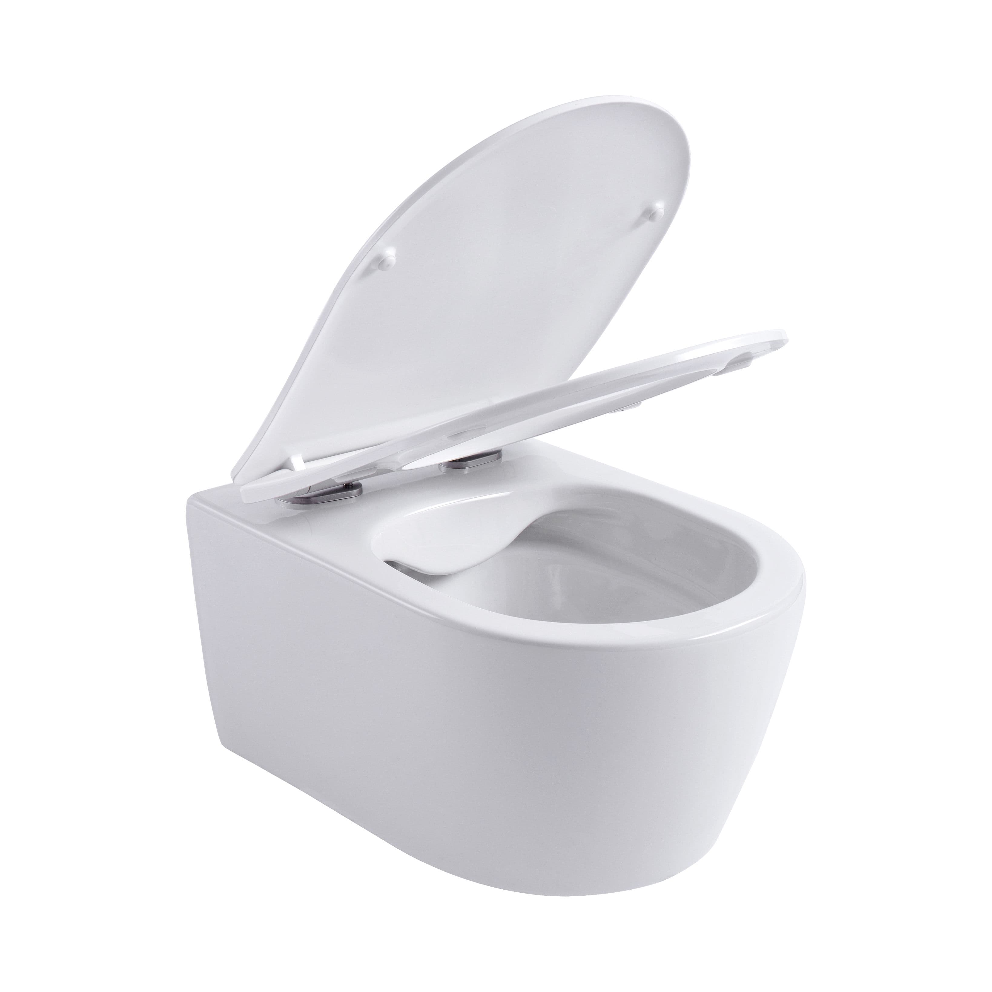 ALONI PRO HANGTOILET - RANDLOOS - MET ZITTING - DUROPLAST - SOFT CLOSE - QUICK RELEASE - COMPACT 49 CM - 36X25X49 CM - GLANZEND WIT vue 1