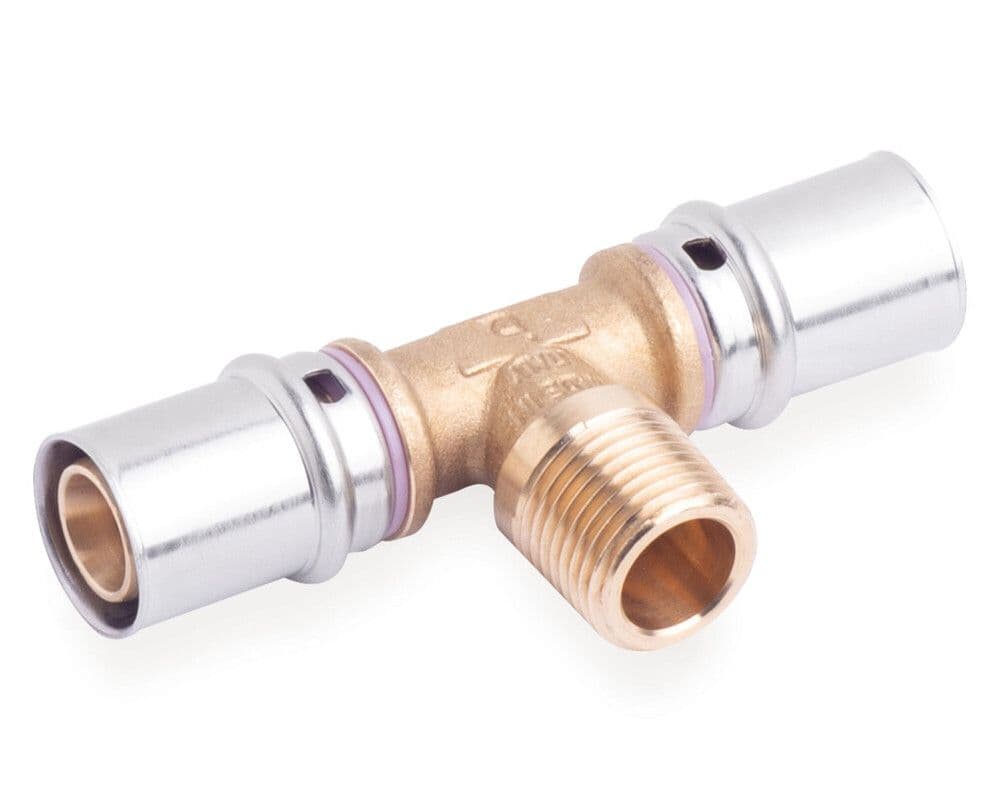 SYSTEMPEX Té tube alu raccord à sertir 16-1/2"M 16 vue 1