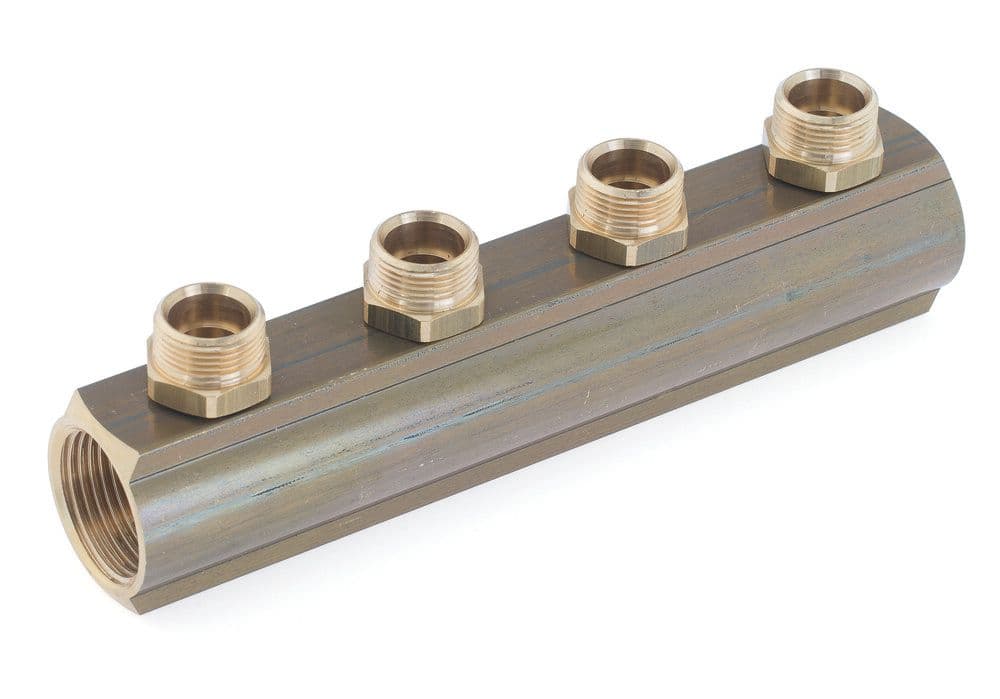 SYSTEMPEX collecteur 4/4"FF sortie M22 nipples prémontés 2 circuits vue 1