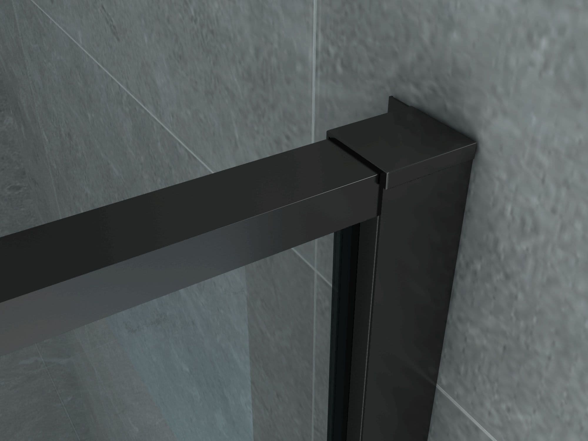 ALONI DOUCHECABINE - DRAAIDEUR, VAST WANDJE EN ZIJWAND - 800 X 1200 X 2000MM - MAT ZWART - HELDER GLAS vue 1