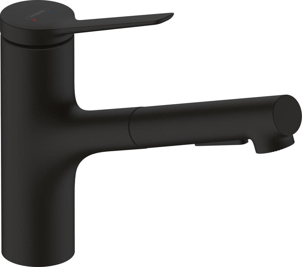 Hansgrohe Zesis M33 1-greepskeukenmengkraan 150 sproeier 2 jets mat zwart vue 1