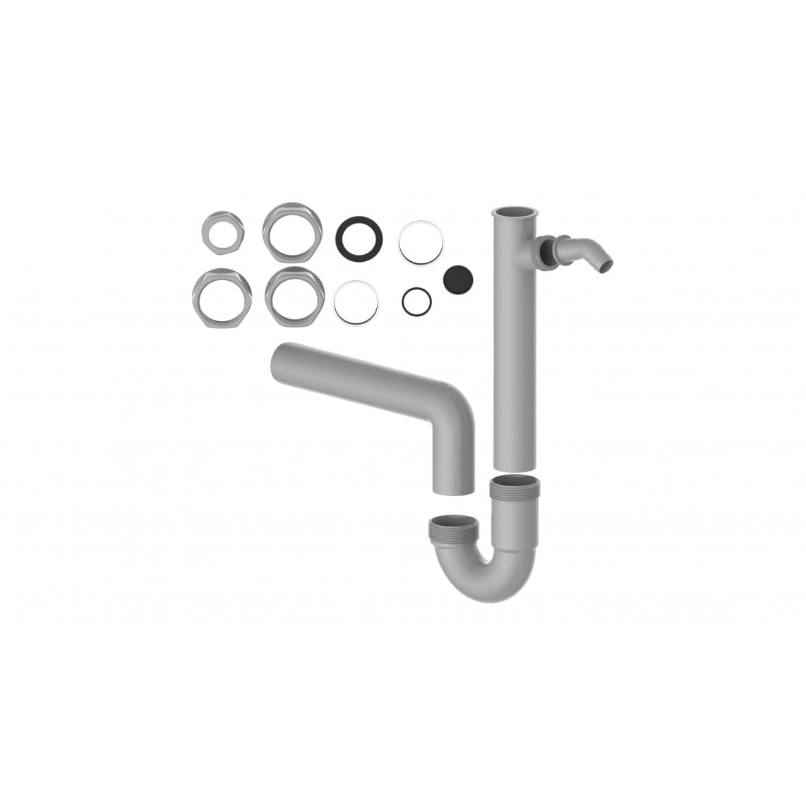 98831349 ECO-SAVE KS évier-siphon tubulaire,Gris, 1 1/2" F x 40 mm, avec 3/4" Raccordement de l'appareil