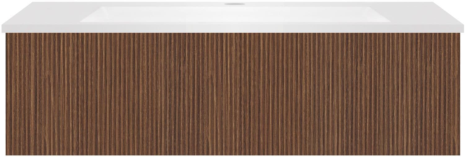 SOUS MEUBLE COFFEE 1 TIROIR 100 NOYER DECOR SMARTLINE+LAVABO EN MARBRE SYNTHETIQUE BLANC MAT