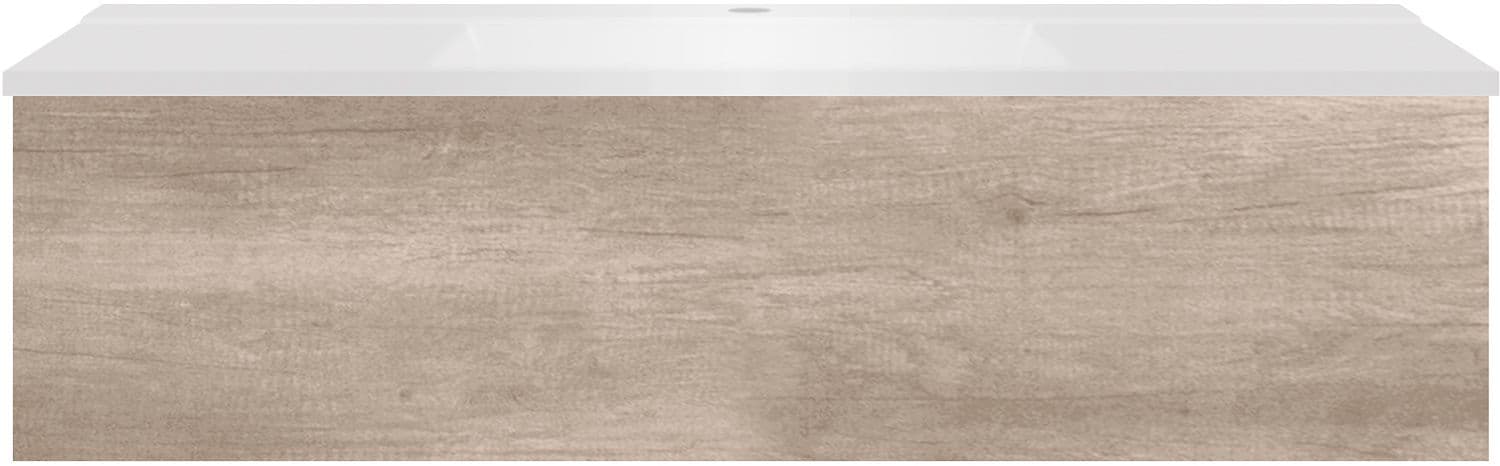 SOUS MEUBLE COFFEE 1 TIROIR 120 CHENE DECOR FLANELLE+LAVABO BLANC