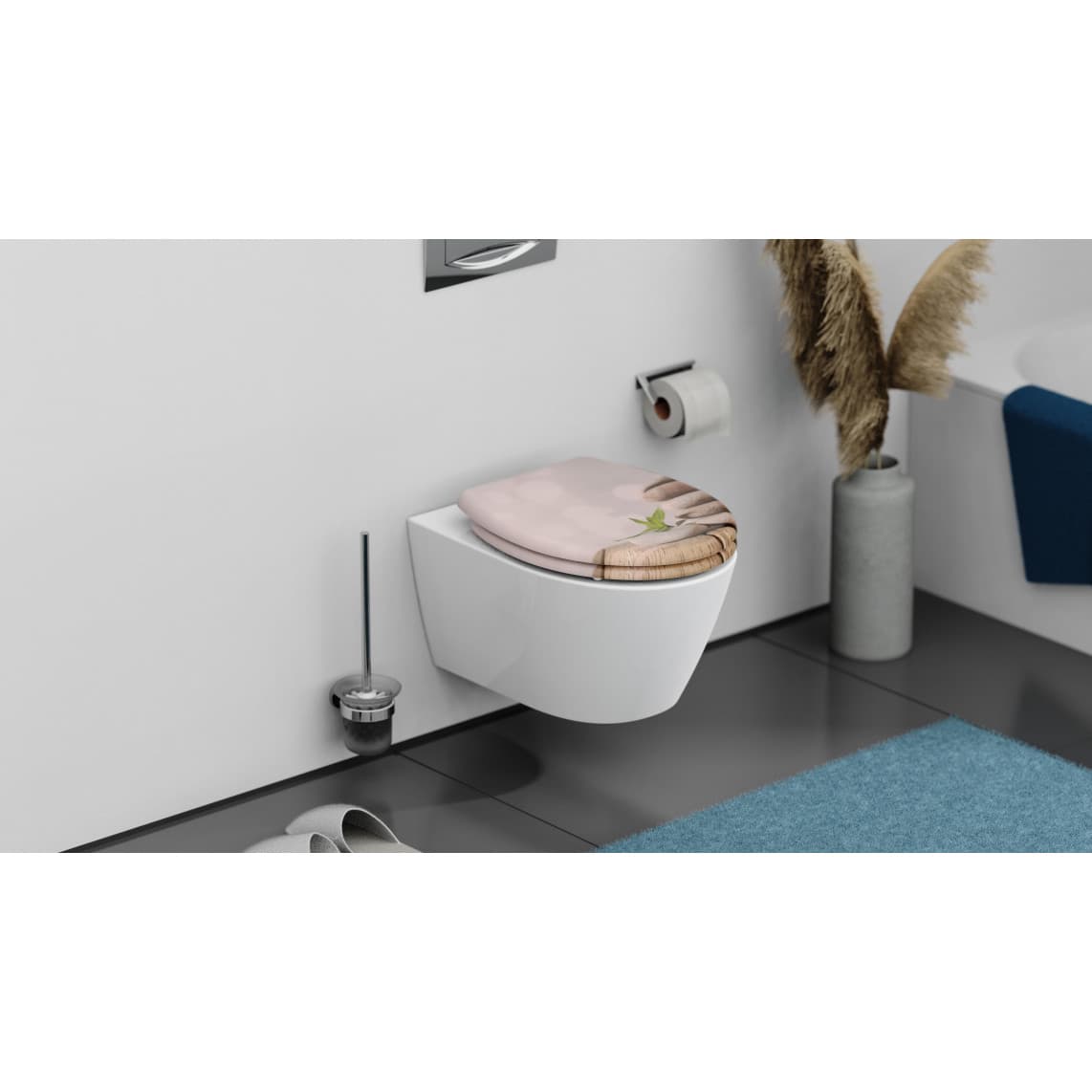 82380 abattant WC en Duroplast STONE PYRAMID, avec frein de chute et déclipsable