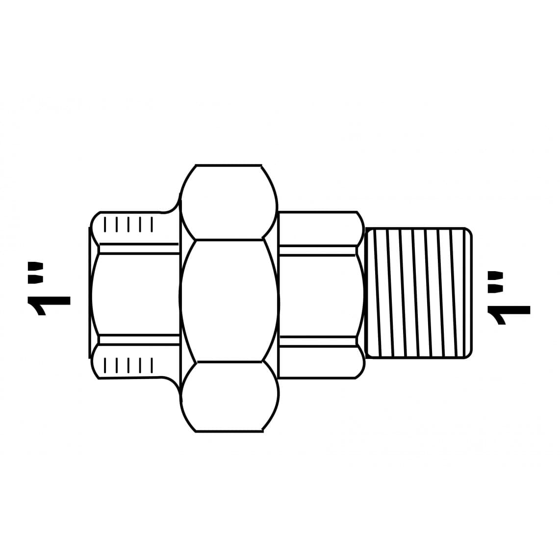 989833055 FM raccord à visser, galvanisé, 1" F x 1" M, à joint plat, (331)