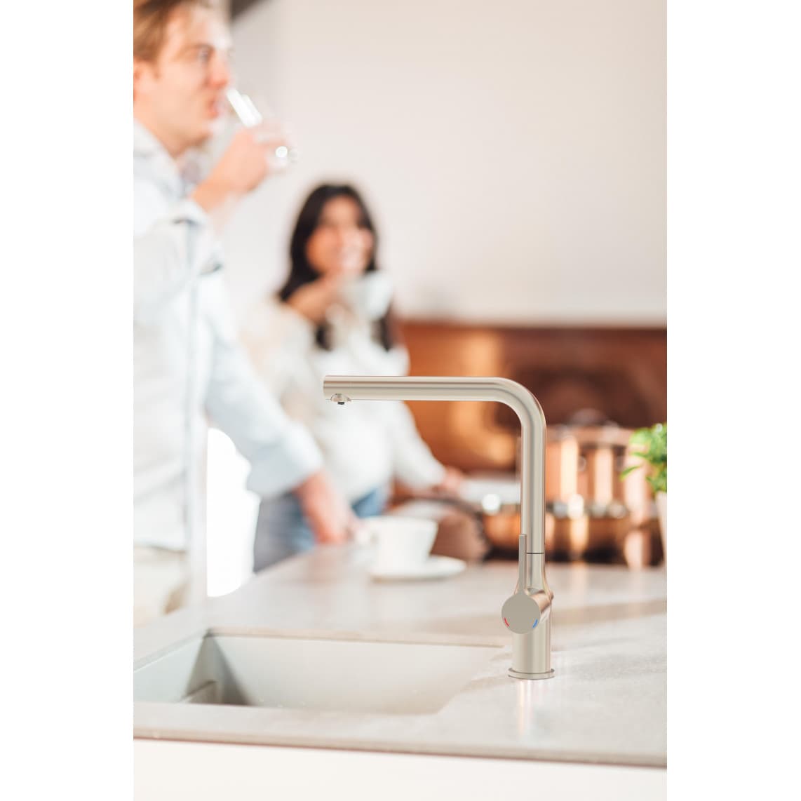 99805 AQUASTAR PRO Drinking water sink mixer, stainless steel look, with filter system