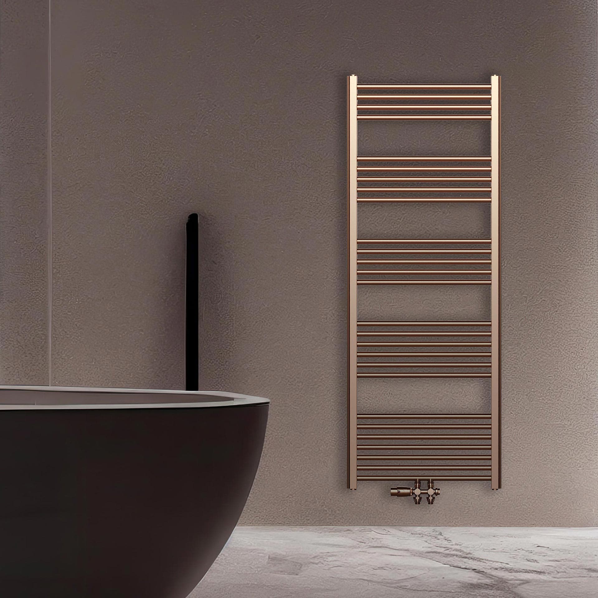BELRAD SÈCHE-SERVIETTES - RACCORDEMENT GAUCHE-DROITE/CENTRAL - 414 WATT - 1200X600CM - CUIVRE BROSSÉ