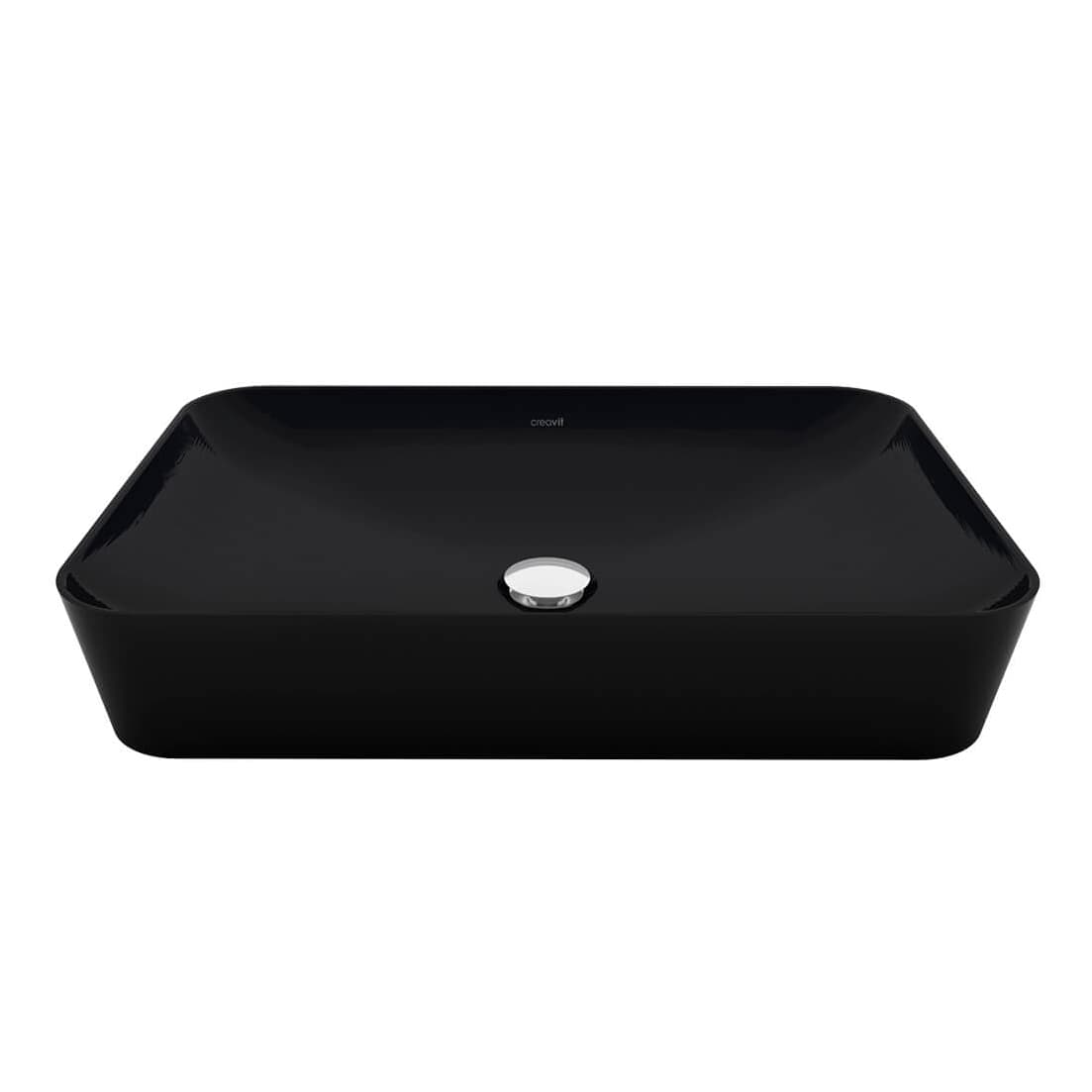 CREAVIT ULTRA VASQUE – À POSER – SANS TROP-PLEIN – SANS TROU DE ROBINET – CÉRAMIQUE – 60X11X40 CM – NOIR CHARBON