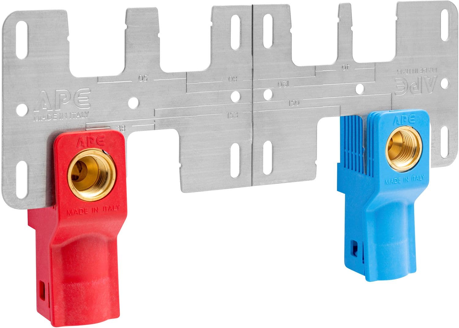 SET 2 PIECES BOITES A ENCASTRER (BLEU + ROUGE) 20MM-1/2"F + PLAQUE DE MONTAGE ALUPEX