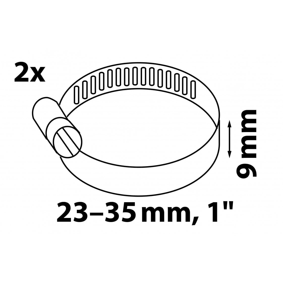 987373155 collier de serrage 9 mm Largeur de bande, acier inoxydable, 23 - 35 mm, pour 1" (2x)
