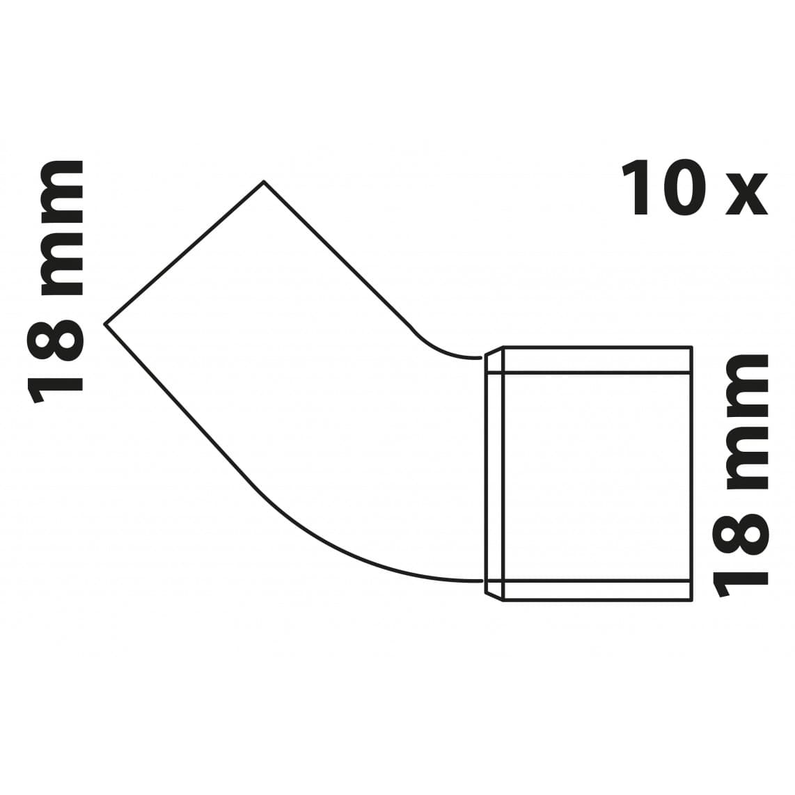 98914860 CU arc 45°, vierge, 18 mm, 1 manchon (5040) (10x)
