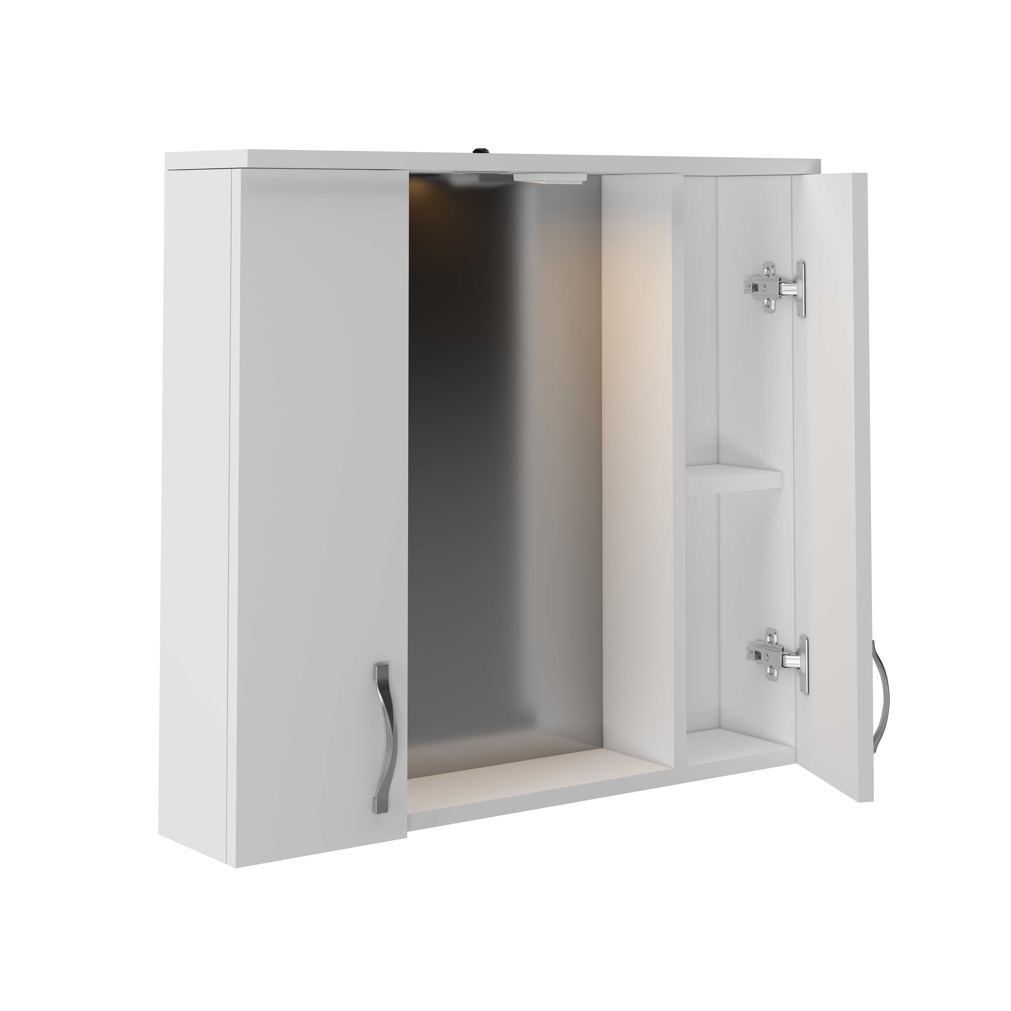 ALONI aleco Armoire miroir – 2 portes – avec éclairage – avec prise courant - 77X70X17,5 cm – blanc