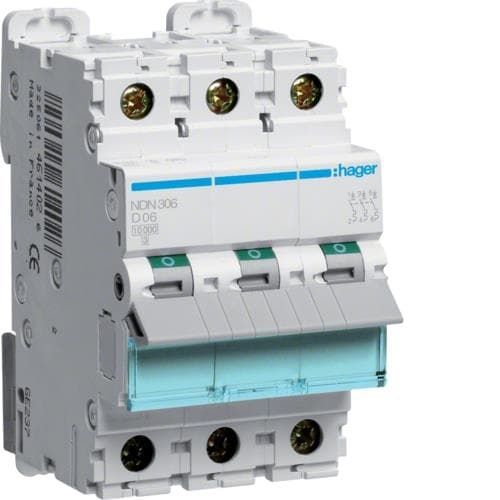 Disjoncteur 10kA - courbe D - 3 pôles - 6A - 3 modules