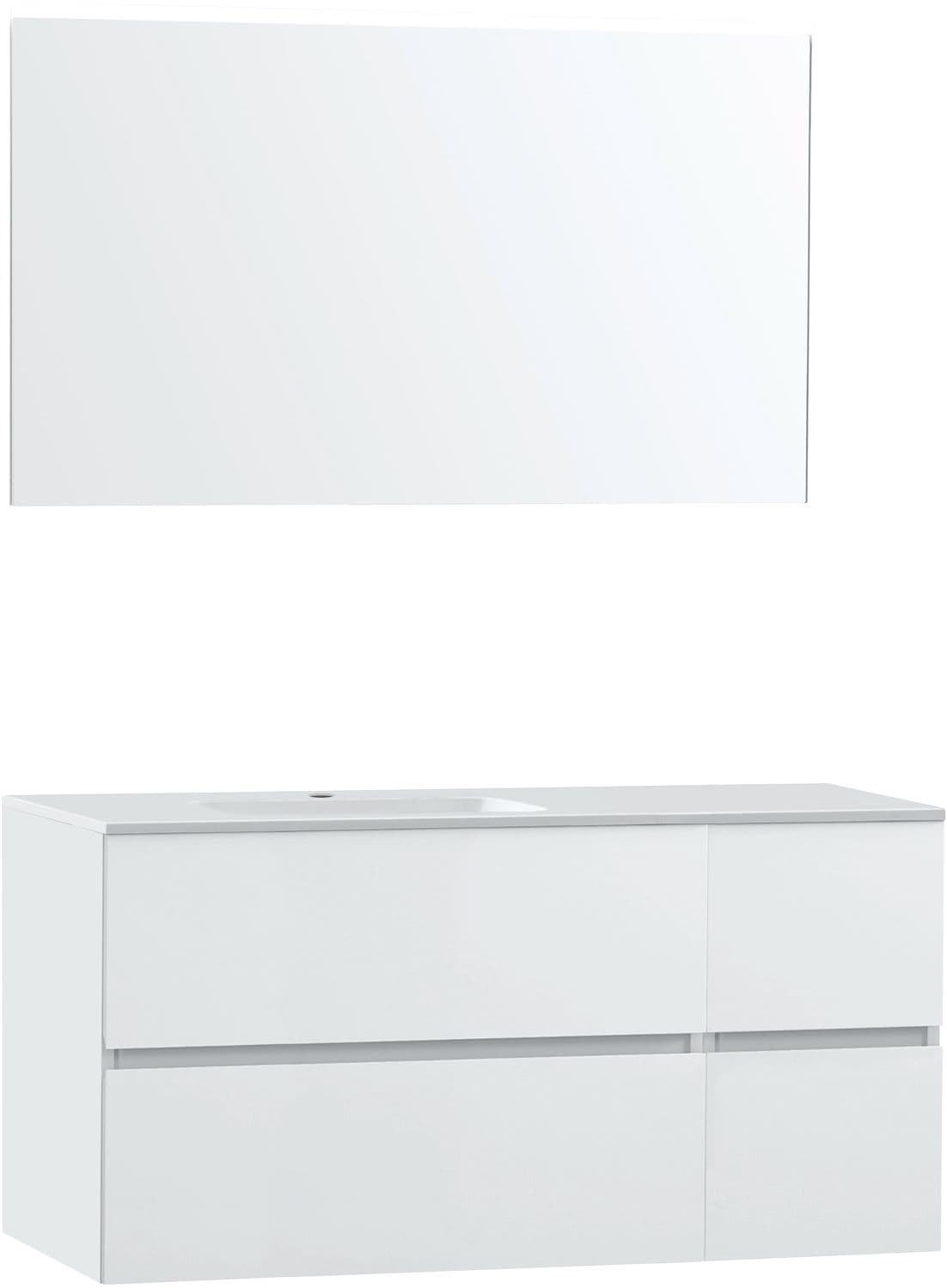 MEUBLE MOLTO POUDRE BLANC 125 GAUCHE MARBRE SYNTHETIQUE MIROIR