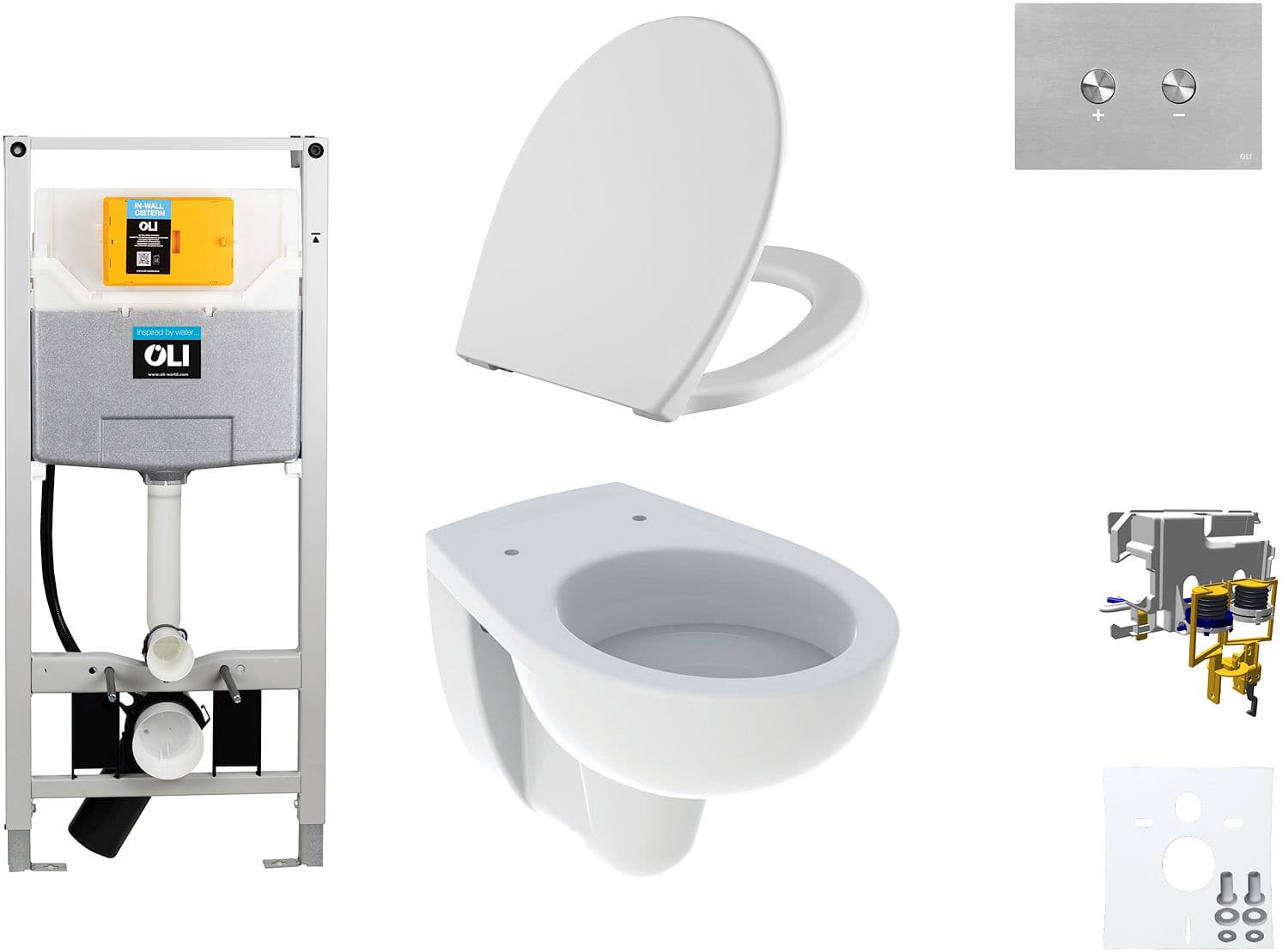 WALLFIX OLI WC SUSPENDU BASTIA D600 SOFTCLOSE + LIFT-OFF BLINK INOX