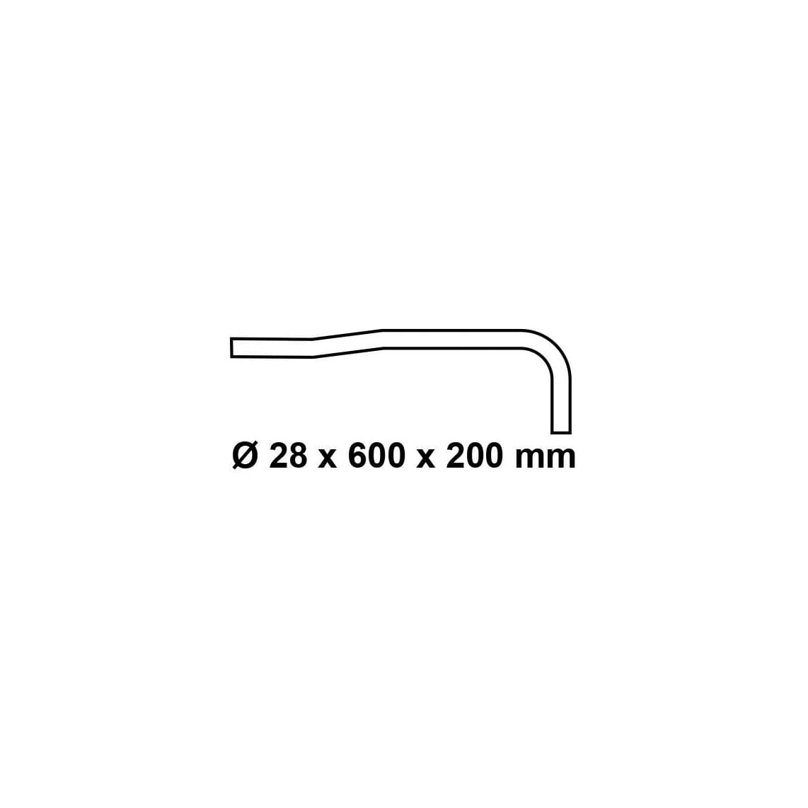 98819010 Tube de chasse d'eau 90° coudé, chromé, 600 mm x 200 mm