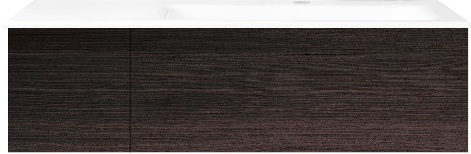 SOUS MEUBLE COFFEE 2 TIROIRS 110 CHENE DECOR MOKKA +LAVABO DROITE PORCELAINE BLANC