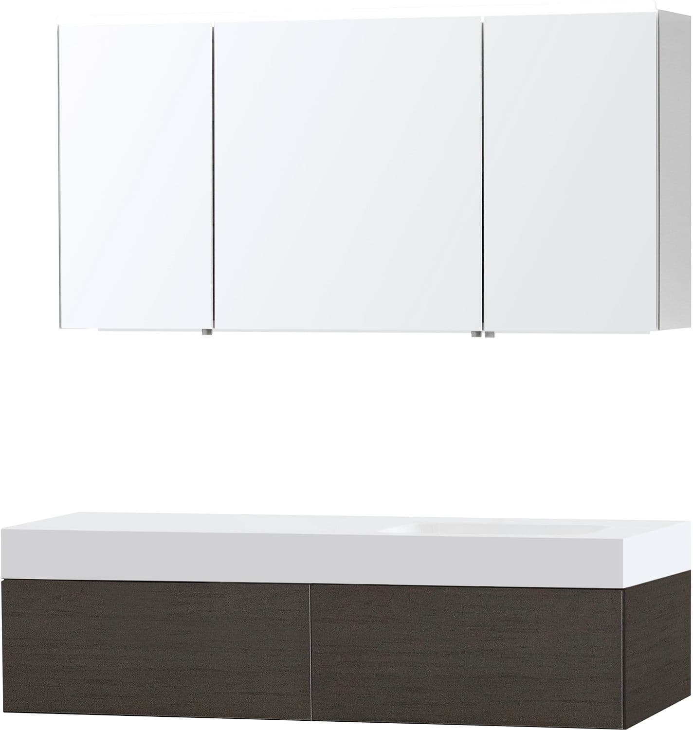 MEUBLE PURO SOLO WENGE ASYMETRIQUE 140 DROITE 1 TIROIR SOLID PURO ARMOIRE TOILETTE
