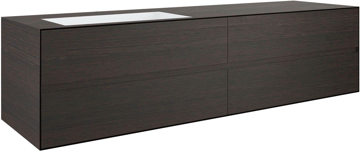SOUS MEUBLE 4 TIROIRS+ LAVABO SOUS ENCASTRER GAUCHE TENSO 180CM SANS TROU ROBINET WENGE
