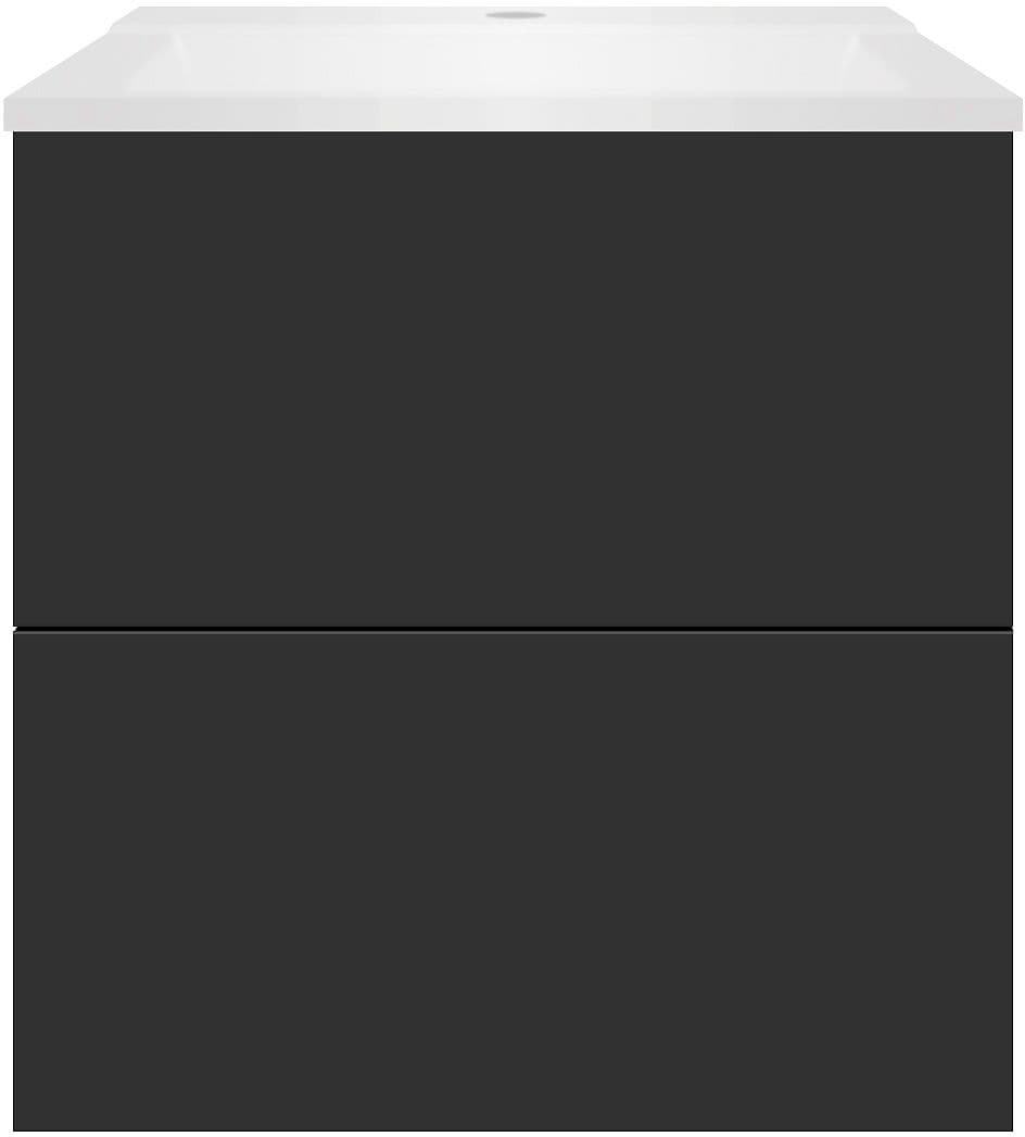 SOUS MEUBLE COFFEE 2 TIROIRS 60 GRAPHITE DOUX MAT+LAVABO BLANC