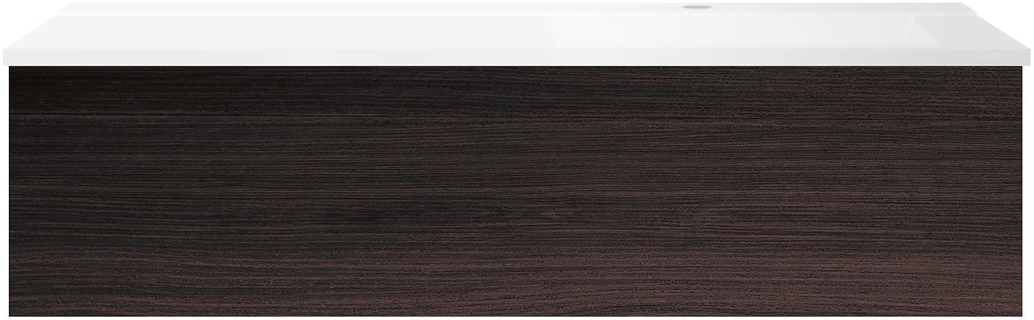 SOUS MEUBLE COFFEE 1 TIROIR 120 CHENE DECOR MOKKA+LAVABO DROITE BLANC