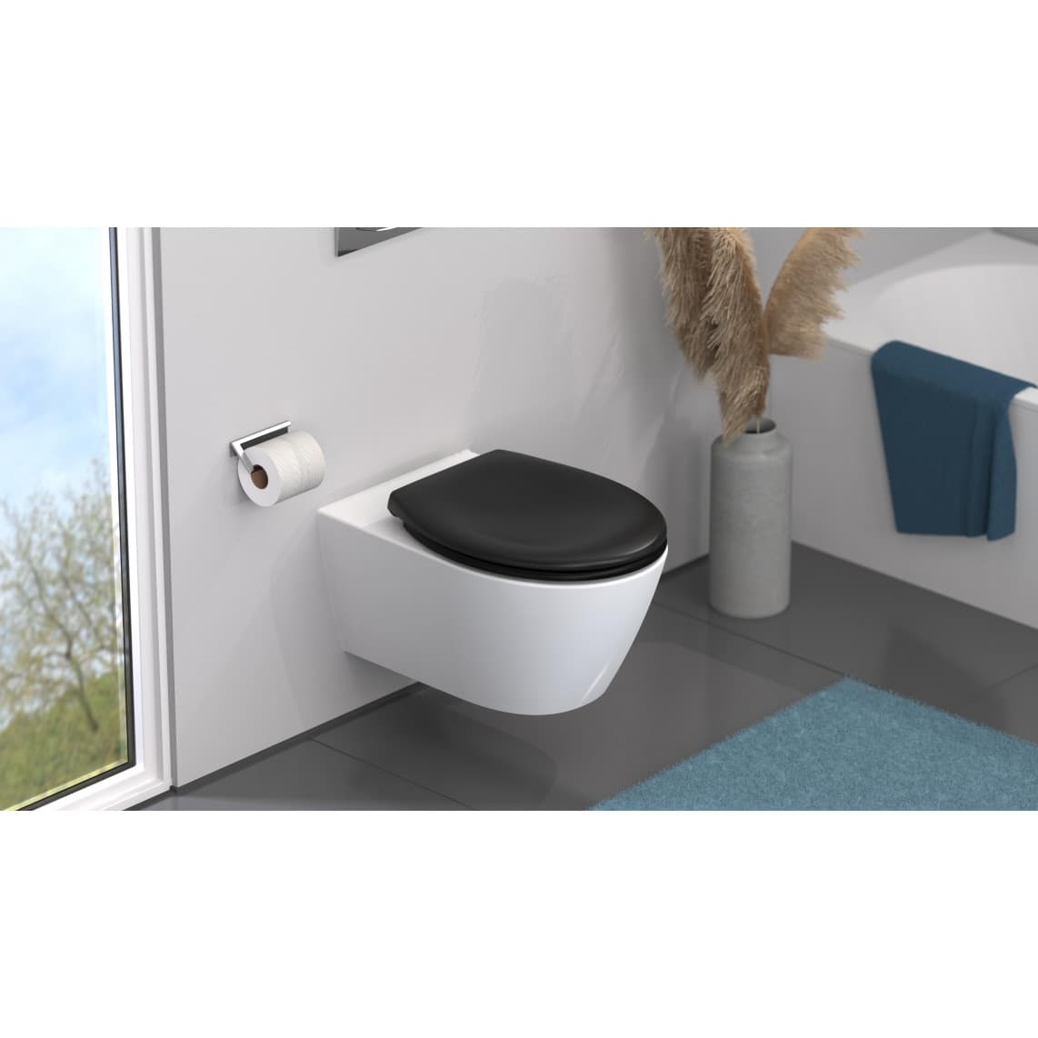 82410 abattant WC en Duroplast noir, avec frein de chute et déclipsable