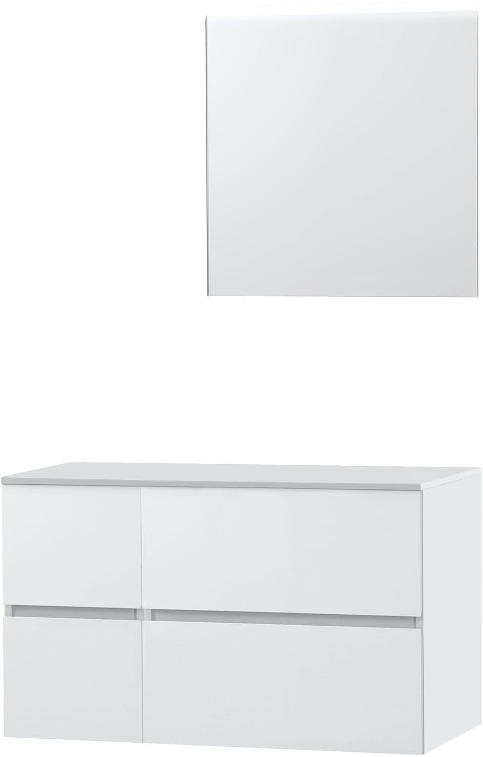 MEUBLE MOLTO POUDRE BLANC 105 POUR LAVABO A POSER SOLID MIROIR