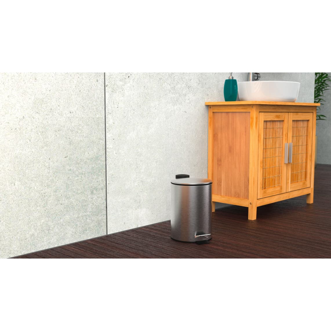 BA0300 poubelle cosmétique à pédale, acier inoxydable, env. 3 l, avec frein de chute