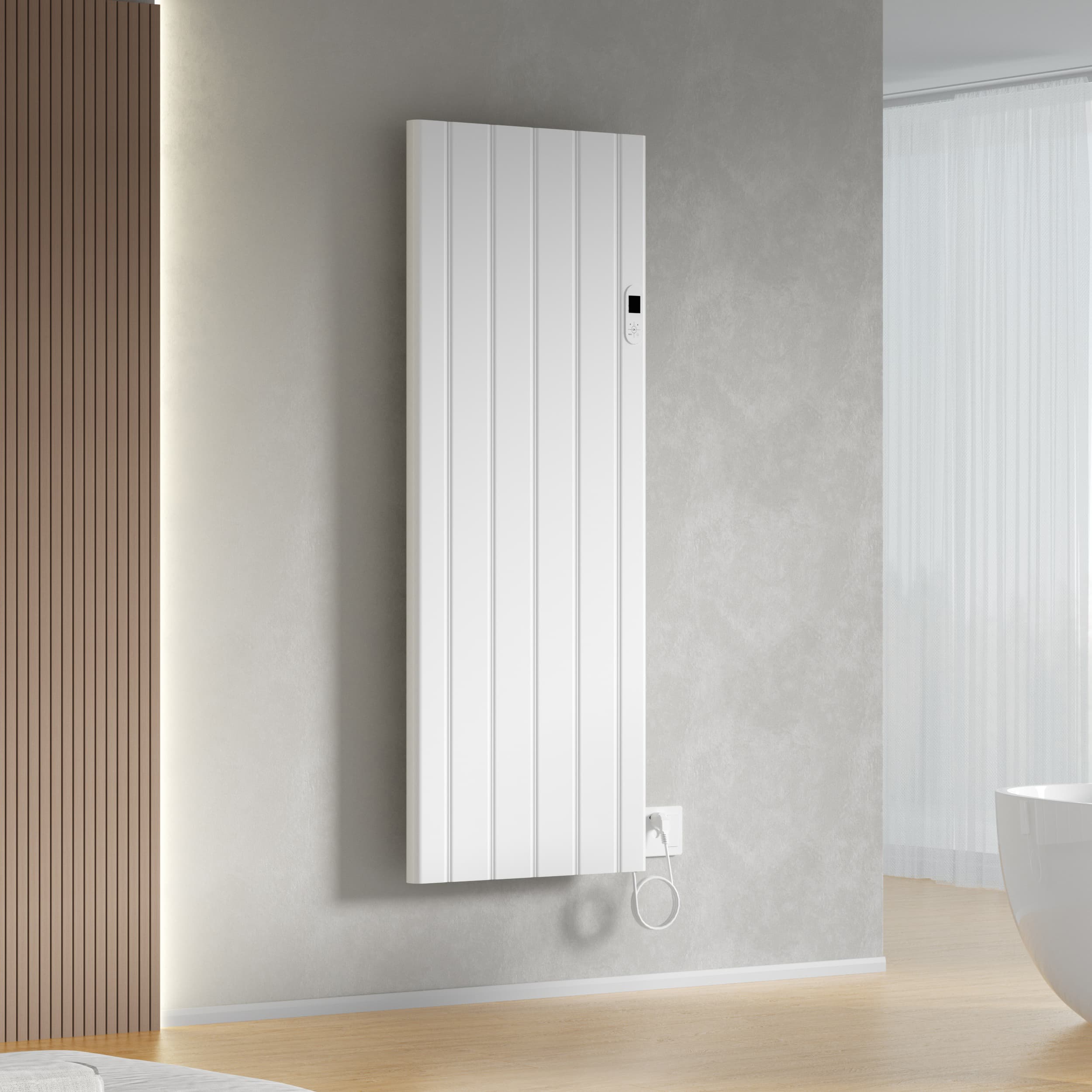 BELRAD RADIATEUR ÉLECTRIQUE – AVEC THERMOSTAT NUMÉRIQUE PROGRAMMABLE – SMART WIFI – 2000W – 1600X608X90 MM – BLANC BRILLANT