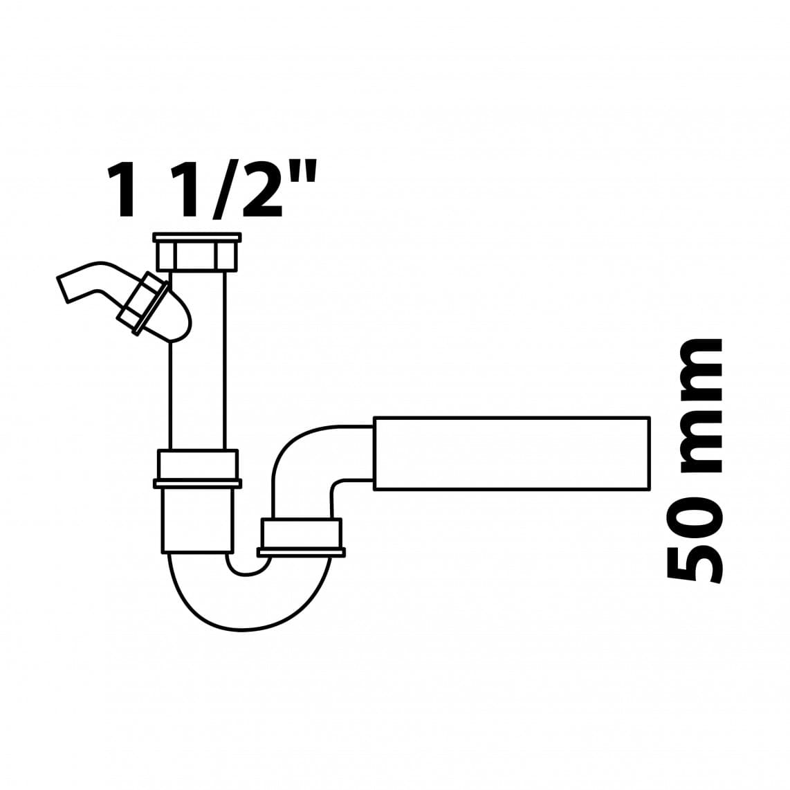 98831449 ECO-SAVE KS évier-siphon tubulaire, Gris 1 1/2" F x 50 mm, avec 3/4" Raccordement de l'appareil