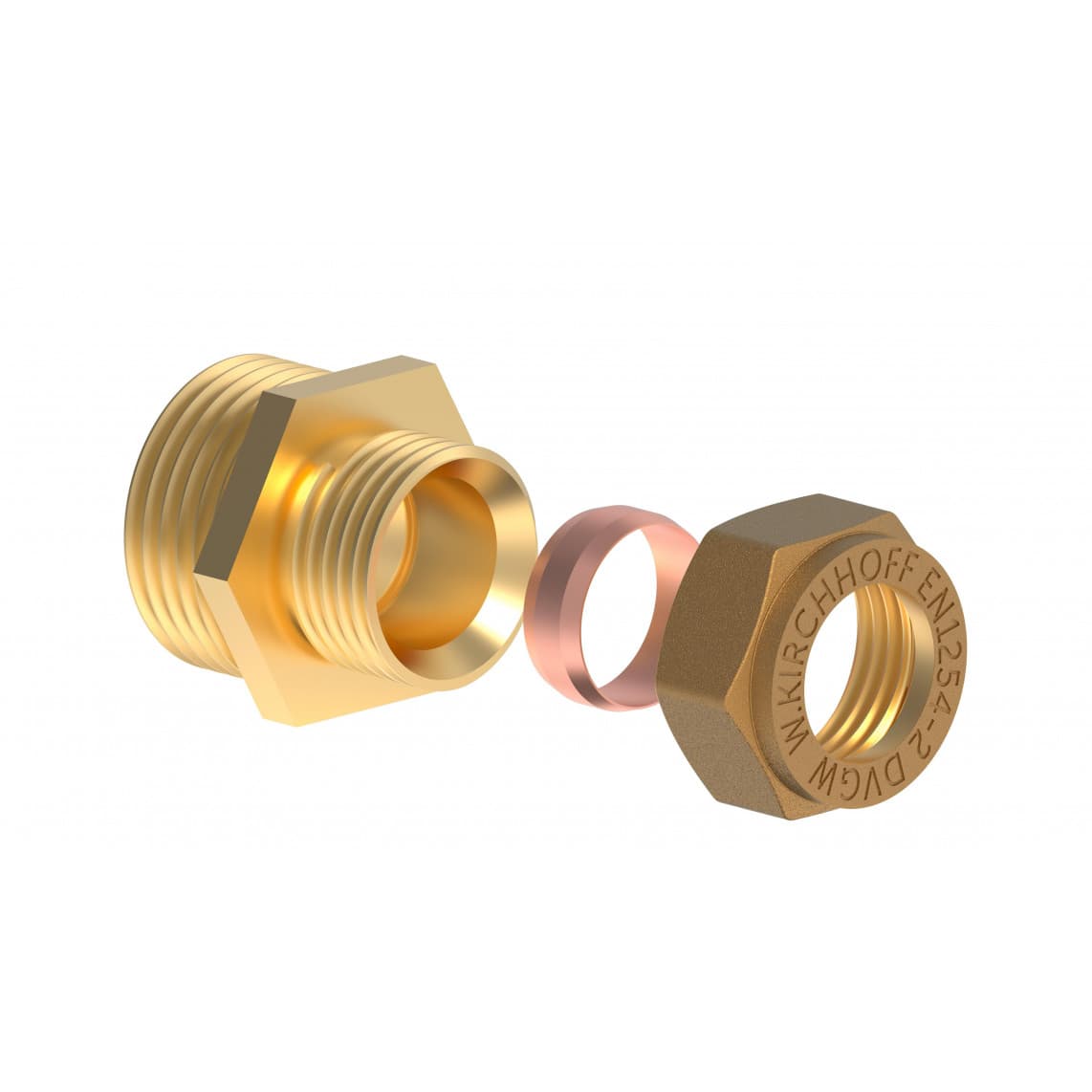 989457217 LT pièce intermédiaire, vierge, 12 mm x 1/2" M, raccord à serrer pour tube en cuivre,