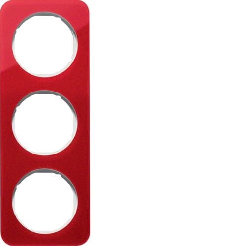 Plaque de recouvrement 3 postes R.1 acryl Rouge transparent / Blanc polaire