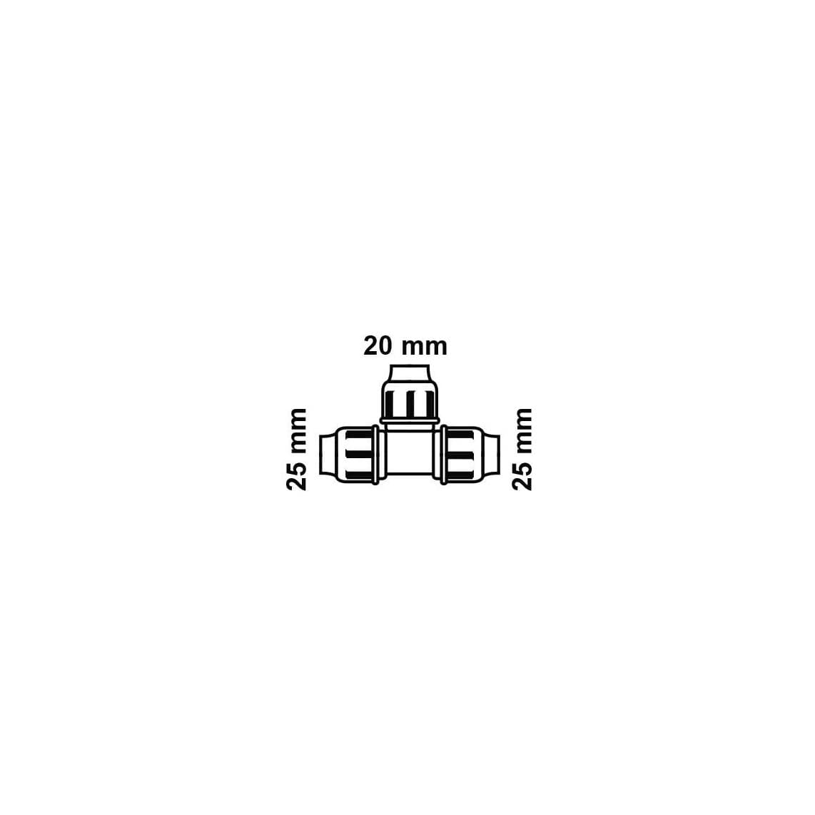 984844017 PP Té de réduction, 25 mm x 20 mm x 25 mm, raccord à serrer pour PEHD/socarex