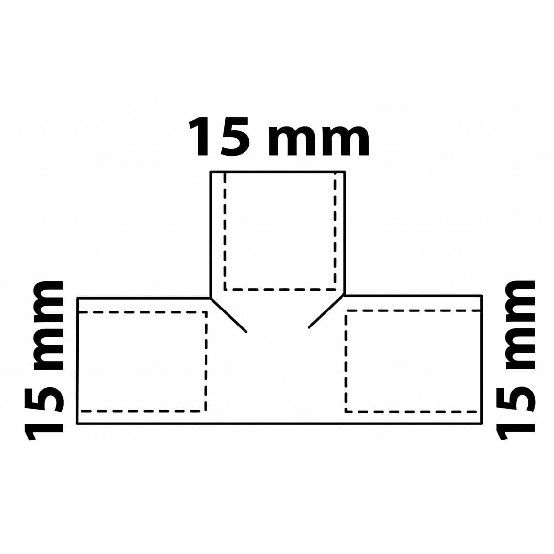 989043055 CU pièce en T, vierge, 15 mm, 3 manchons, (5130)
